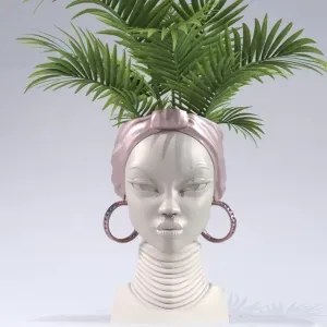 African bust planter pot