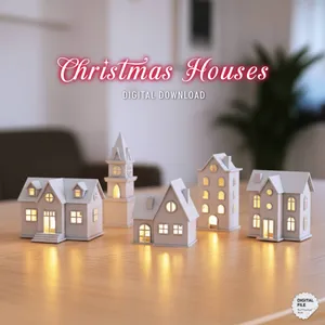 3D Christmas Houses , 5 pcs. Bundle for Christmas