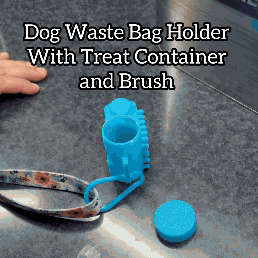 Dog Waste Bag Holder with Treat Container and Brush
