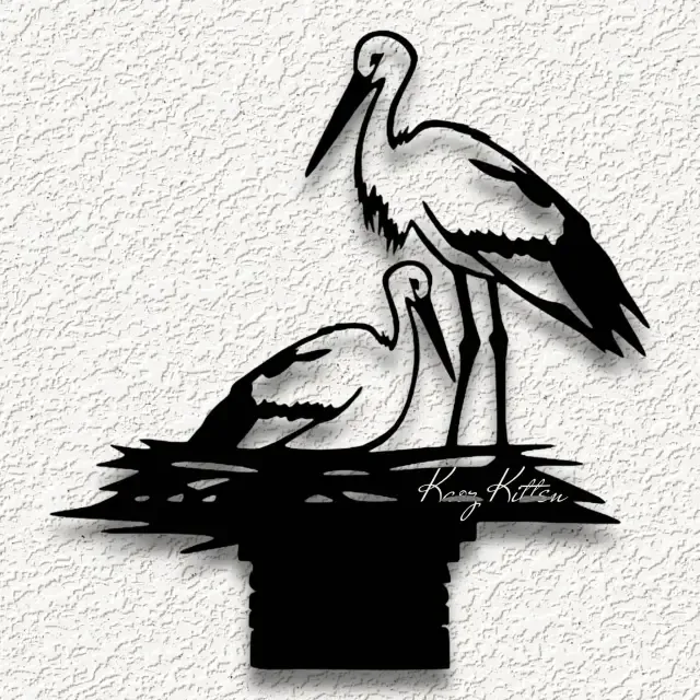 stork crane bird nest WALL ART HOME DECOR