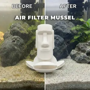 Moai decorative mini aquarium ornament air filter mussel