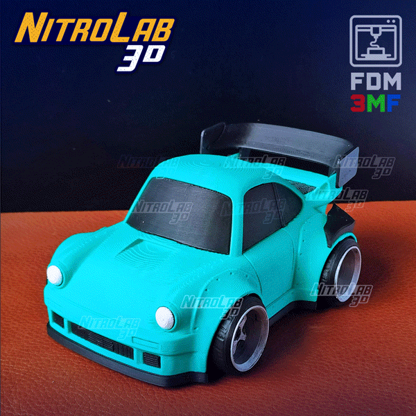 Cartoon Widebody Sportscar for FDM and Resin printers