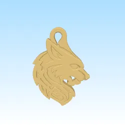 Wolf head runic pendant