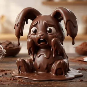 Chocolate bunny melting distressed 4