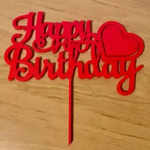 Cake topper "Happy Birthday" with spinning heart
