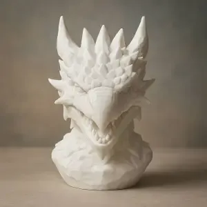 Frostfang Dragon Bust – Fantasy Sculpture