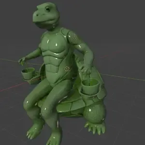 Turtle of a seated human figure holding a cup