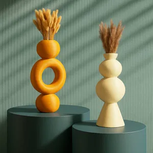 Minimalist Circular Vase Set, 2 pcs. Vases Bundle