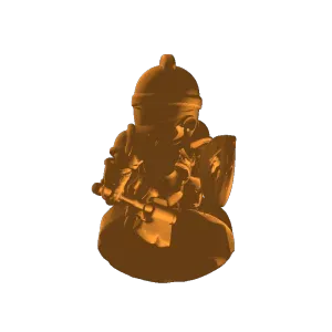 Cute Chibi Knight Miniature with Axe and Shield