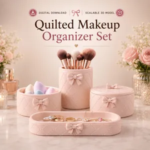 Makeup organizer set STL file, vanity organizer set,