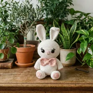 lapin crochet monochrome
