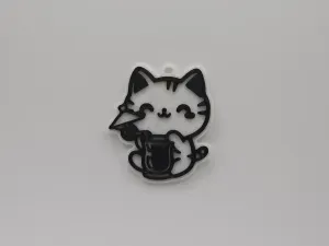 Cute Cat with Cocktail-Drink Keychain #1