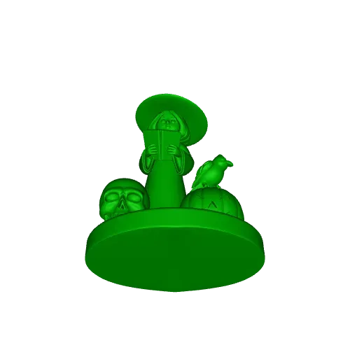 3777 Witch with Skull, Raven and Pumpkin magic 3D STL — Фото 4 из 5