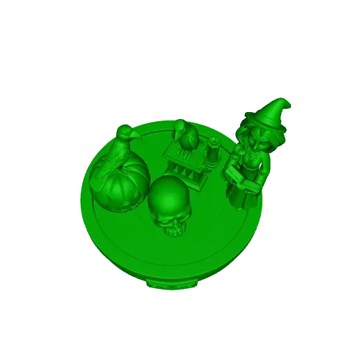 3774 Witch with Skull, Raven and Pumpkin – Color 3D STL — Фото 5 из 5