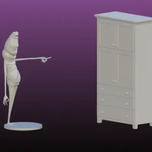 Marcus the worm & the incorrect cabinet (jewelry box) 3D Model