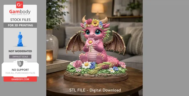 Cute Flower Dragon STL File 3D Print — Фото 3 из 3