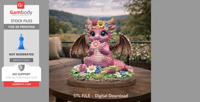 Cute Flower Dragon STL File 3D Print — Фото 2 из 3