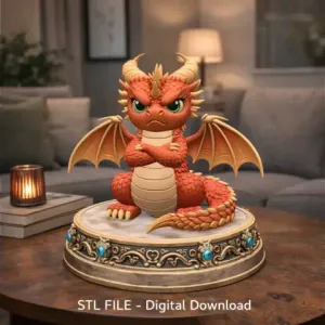 Grumpy Guardian Dragon STL File 3D Print