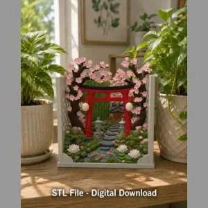 Sakura Sanctuary Book Nook STL File for 3D Print