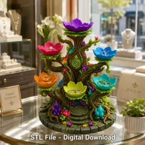 Enchanted Crystal Tree Jewelry Holder STL File for 3D Print