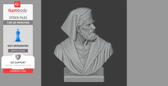 Marco Polo Bust - Historical Warrior STL — Image 3 of 9