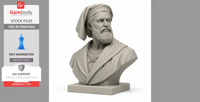 Marco Polo Bust - Historical Warrior STL — Image 2 of 9