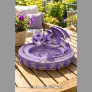 Amethyst Floral Dragon Bowl STL file for 3D Print