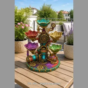 Steampunk Clockwork Bowl Organizer STL File for 3D Print