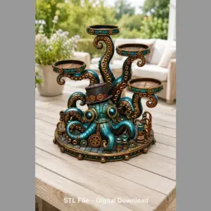 Steampunk Octopus Tray Organizer STL File for 3D Print