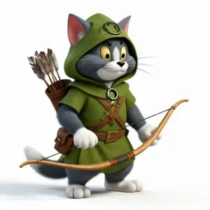 Tom Cat Robin Hood Ring Figure - Mashup Figure STL