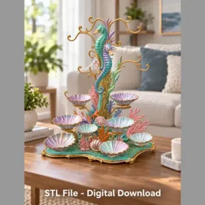 Seahorse Coral Shell Bowl Organizer STL File for 3D Print