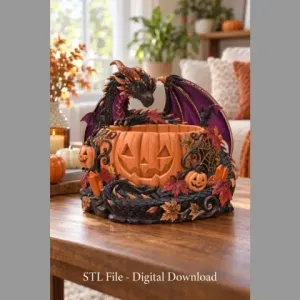 Halloween Dragon Pumpkin Bowl STL File for 3D Print