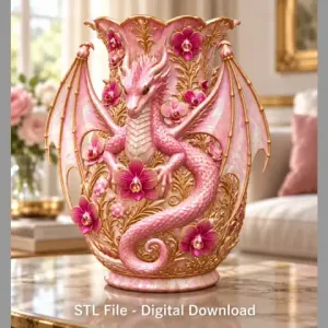 Orchid Dragon Fantasy Vase STL File for 3D Print