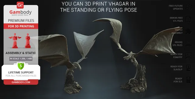 Vhagar Dragon 3D Printer Files | Assembly — Фото 2 из 9